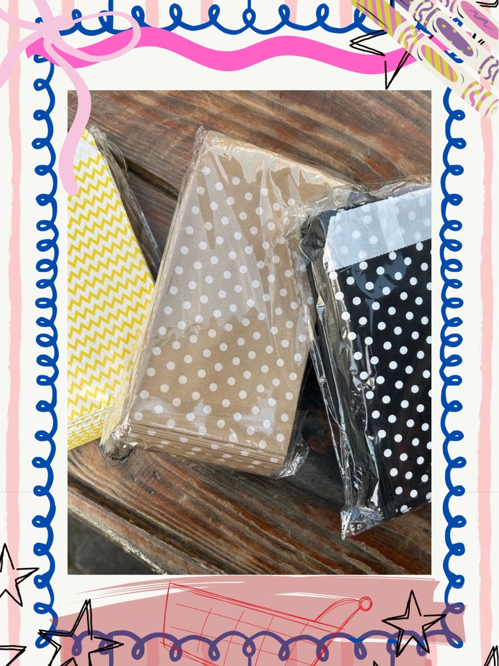 Polka Dot and Chevron Paper Bags Set
